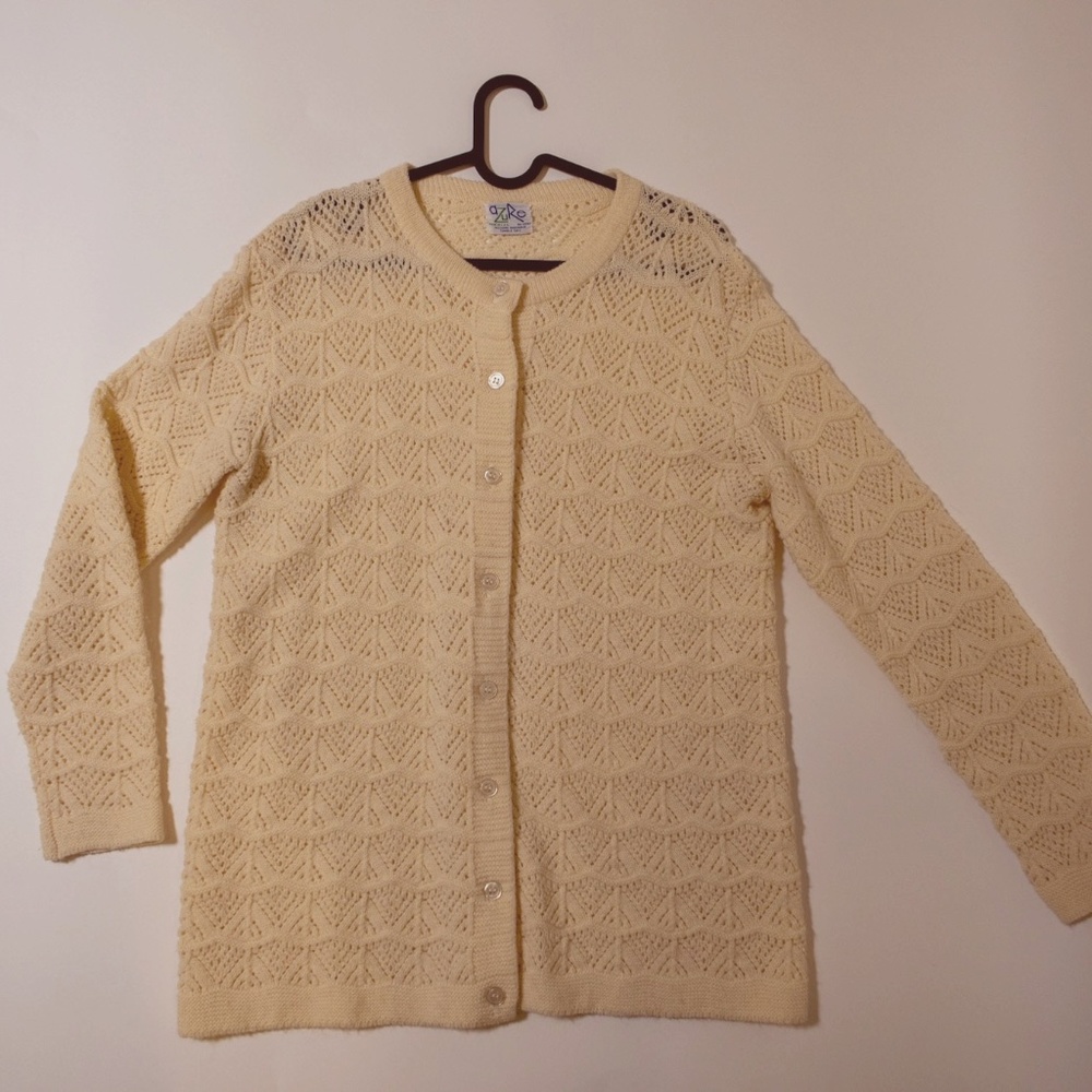 Vintage 1980s/90s Azure Crochet-Style Cardigan  - Cottagecore